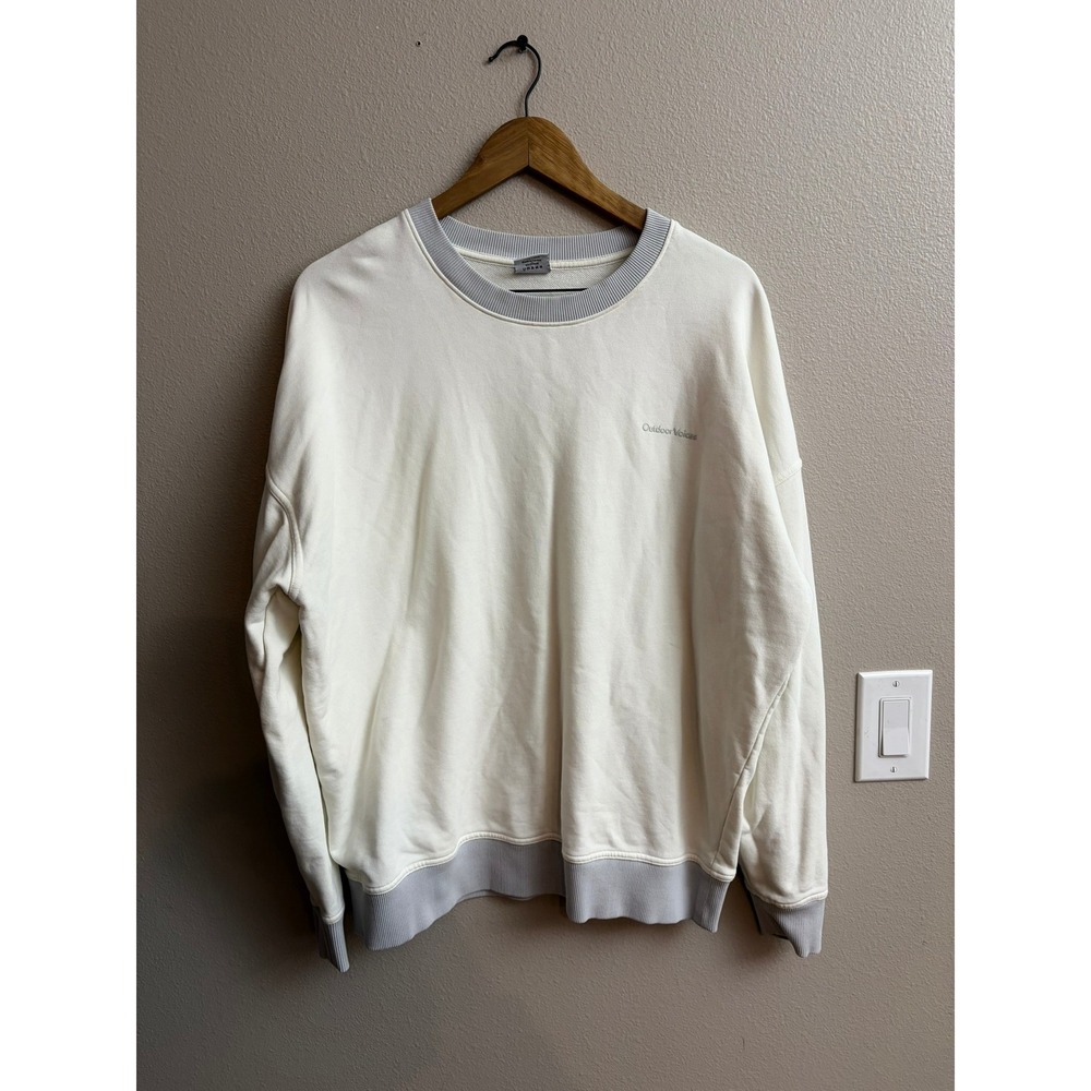 Outdoor Voices Womens Cream Grey Cotton French Terry Crewneck Sweatshirt Medium